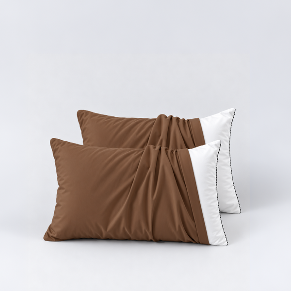 [BUNDLE DEAL] Black Piping Pillow (2pcs) + Toffee Pillowcase (2pcs)